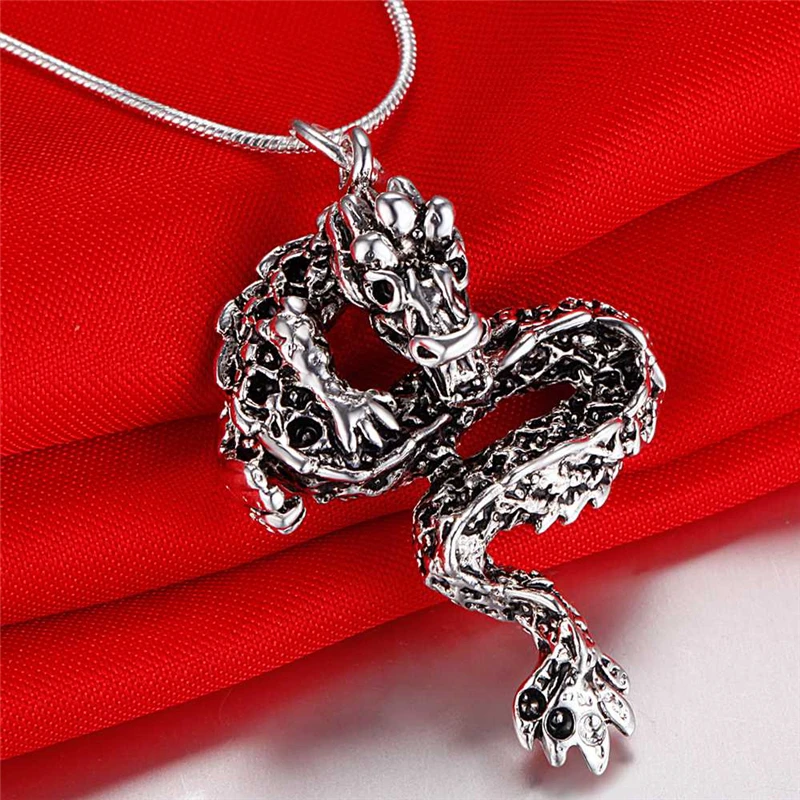 Серебро 925 ожерелье s для женщин кулон с драконом& ожерелье-цепь колье модные ювелирные изделия аксессуары вечерние подарки