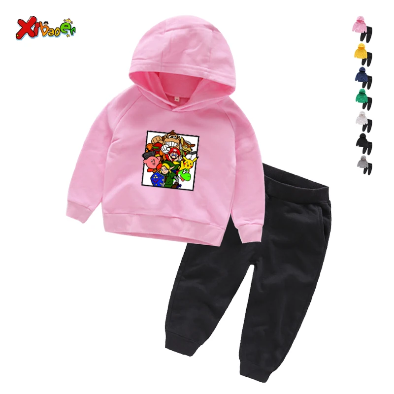 

kids Sweatshirt Boy Hoodie Children Girls Hoodies Cartoon Animal Spring Casual Hoodies Pants 2pcs Set Clothes Children Clothing