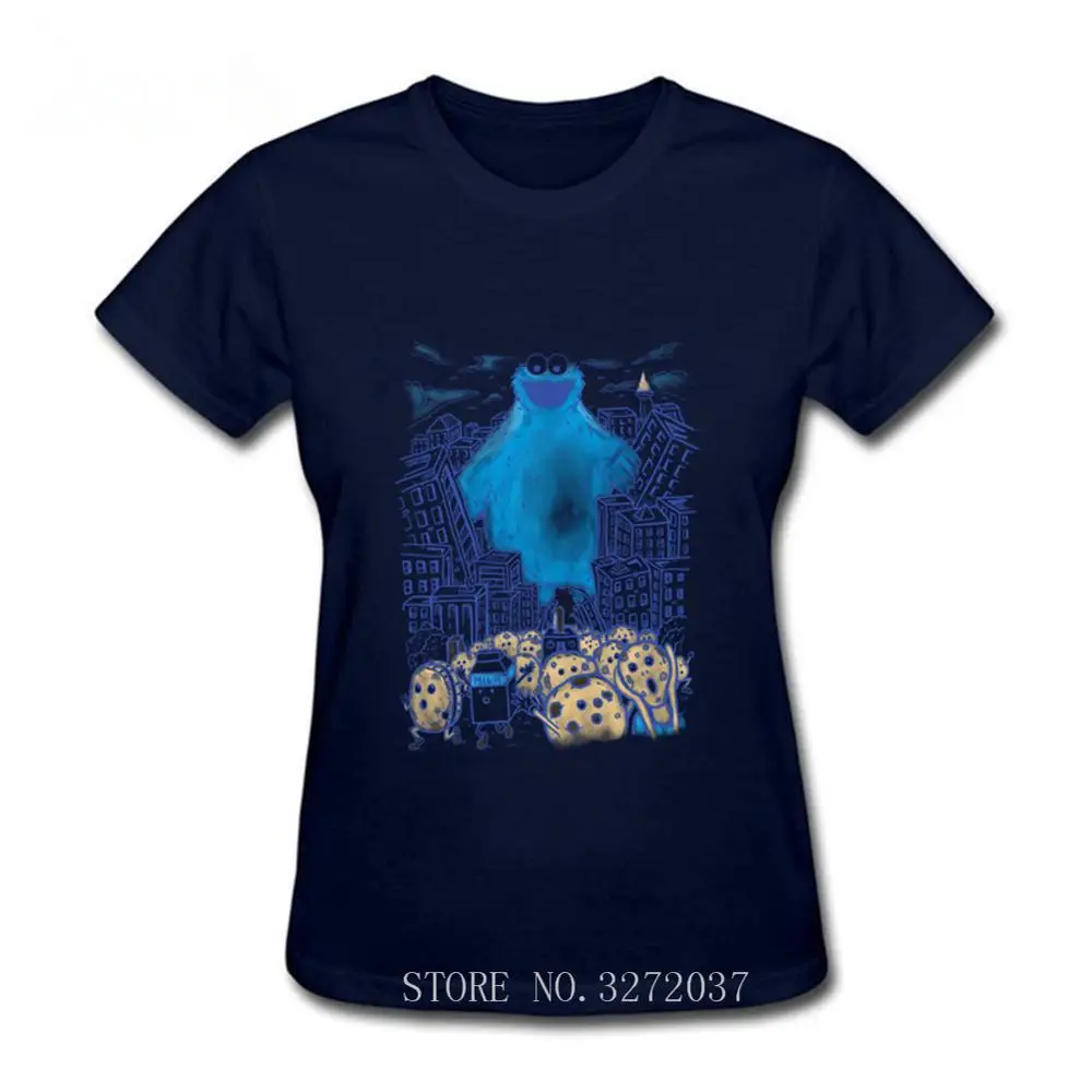 

Cookie Monster In the City women T-Shirt Fashion Cartoon Printed T Shirt short sleeve o-neck women Tops Tee