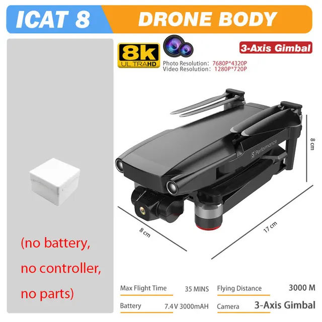 MFM 3-Axis EIS Camera Drone GPS 8K 35min 360° Obstacle Avoidance Professional 5G FPV 1.5Km Long Distance Brushless Icat8 Dron 4K 3-Axis Body 8K