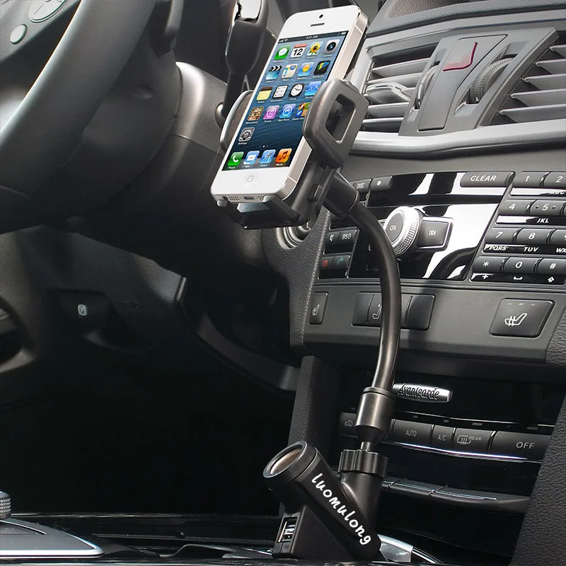 

Supply Mobile Charging Bracket Auto Cigarette Lighter Tablet Universal Double USB Charging Bracket Car Mounted Creative Holder