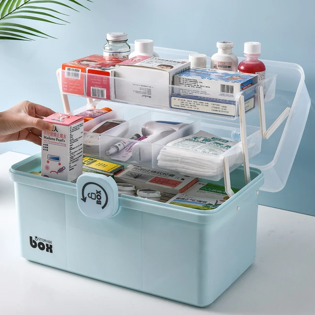 3 Layer First Aid Kit Storage Box Plastic Drug Multi-Functional Medicine  Drug Organizer Portable Family Emergency Kit Cabinet