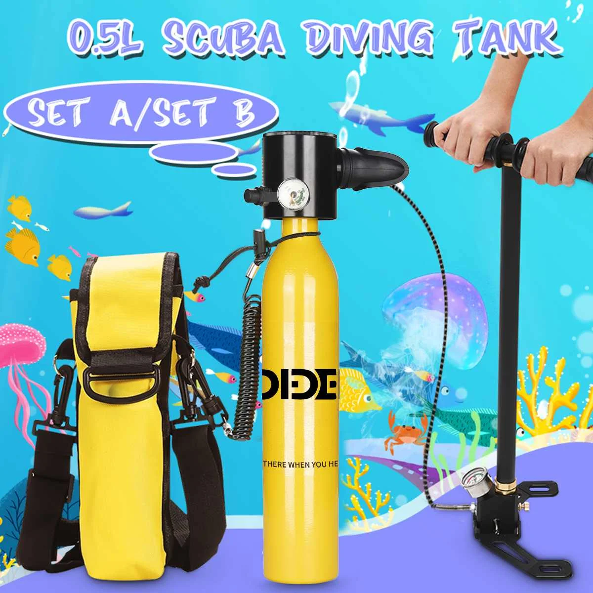 DIDEEP 1L/0.5L кислородное оборудование для дайвинга Воздушный баллон Дайвинг респираторный Набор Подводное дыхательное устройство Новинка