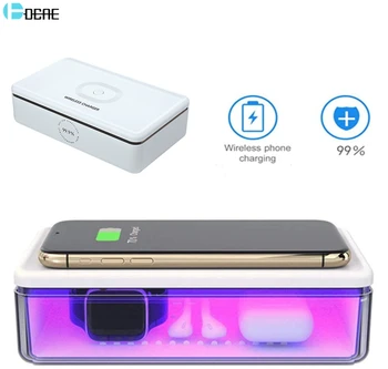 

15W Qi Fast Wireless Charger UV Lamp Cell Phone Sanitizer Box for Apple iPhone 11 Samsung Airpods Watch Disinfection Sterilizer