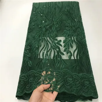 

Sequined Embroidered Net Lace Fabrics green Classical Design African Guinea Sequins Wedding Mesh Prom Dresses Sewing Fabircs