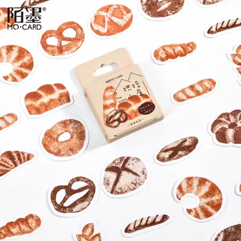 

45PCS/PACK Kawaii Cute Bread Cake Sticker Paper Stickers Marker Book Diary Label Decorate School Stationery Scrapbooking sl2733