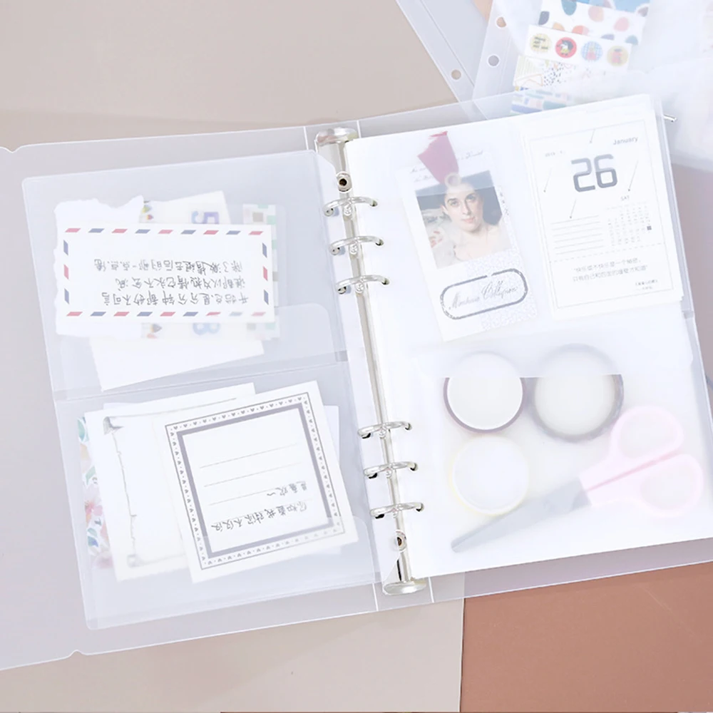 POCHETTE PLASTIQUE,A6-1--Pochette de rangement transparente A5-A6, porte fichiers ?� feuilles 