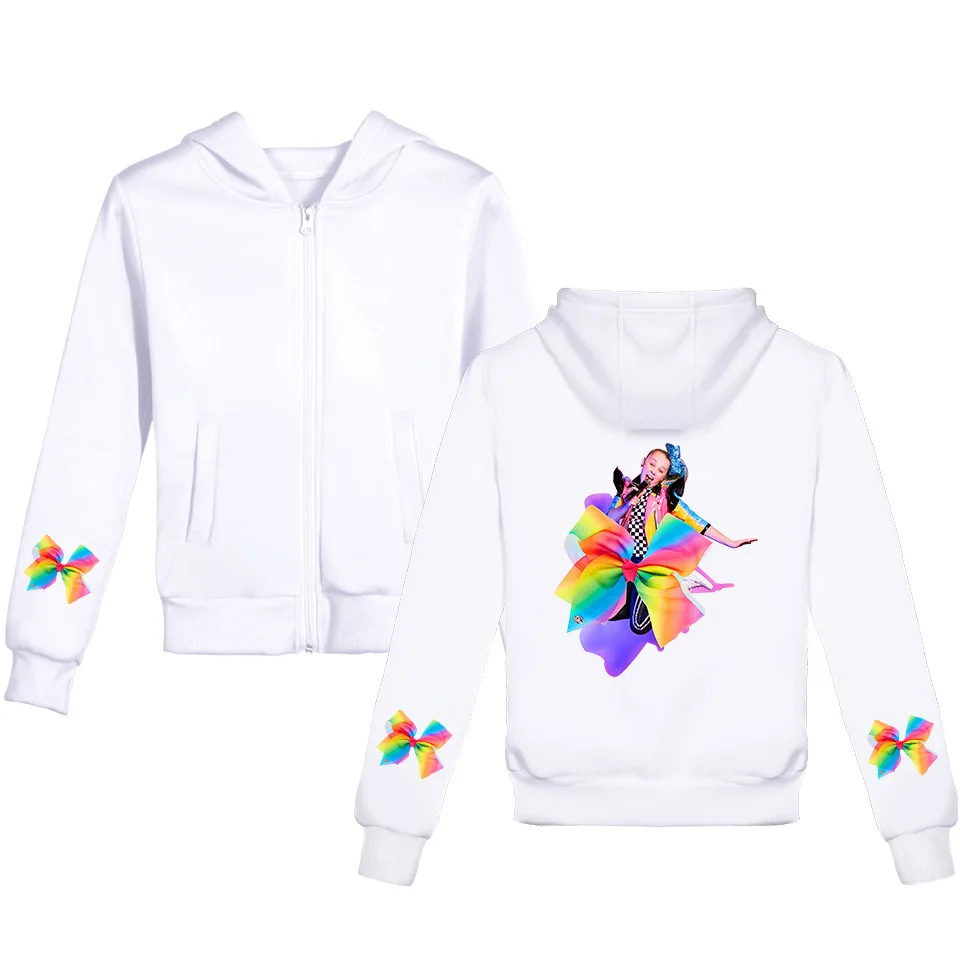 B JoJo Siwa/Новинка; сезон осень-зима; толстовка с капюшоном на молнии с принтом суперзвезды; хлопковые топы с длинными рукавами; От 4 до 12 лет для девочек; детская одежда - Цвет: B