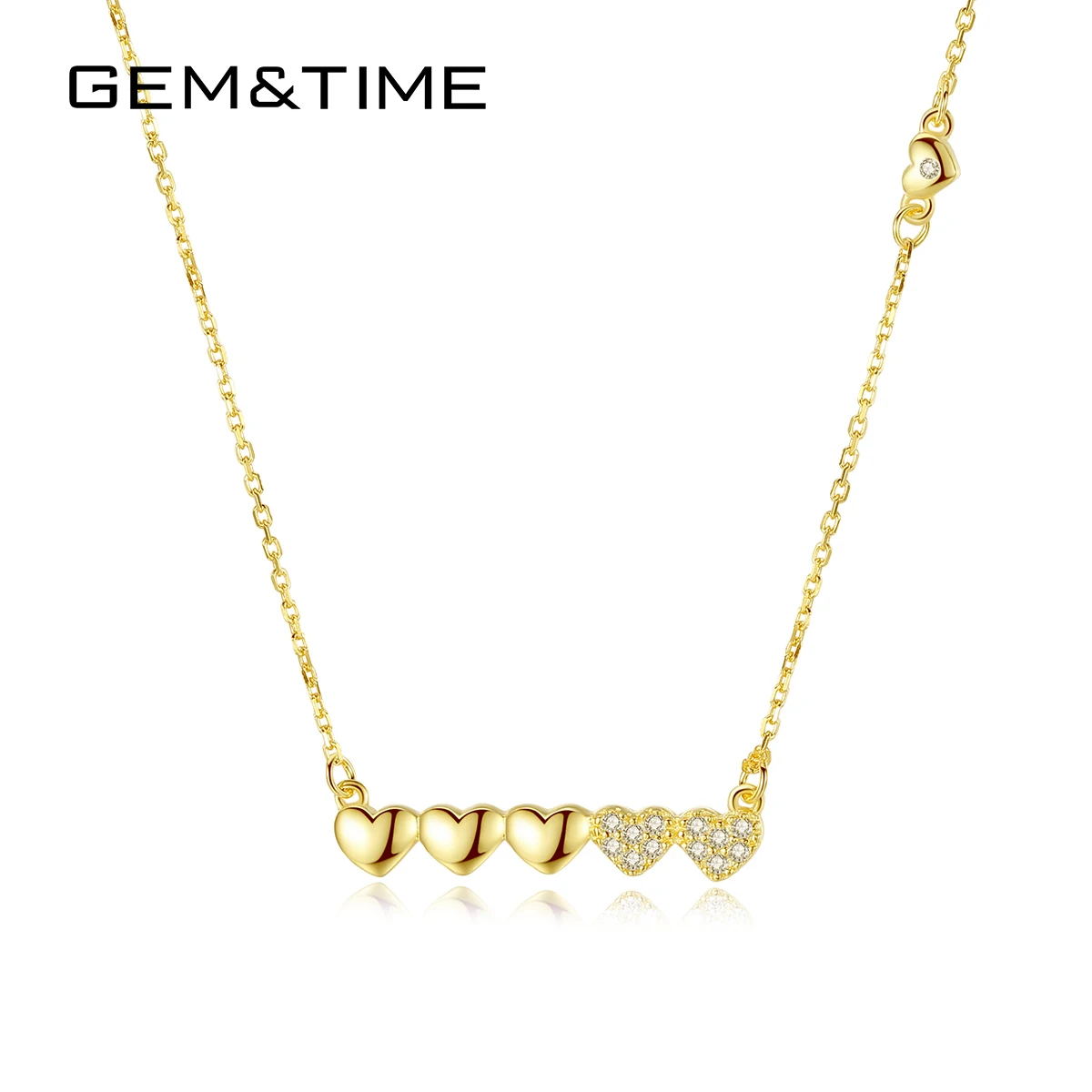 Gem&Time стразы, кулон в виде сердца для влюбленных, ожерелье для женщин, 925 пробы, серебро, 18 К, золото, циркон, ожерелье, ювелирное изделие в подарок с подвесками SN0058
