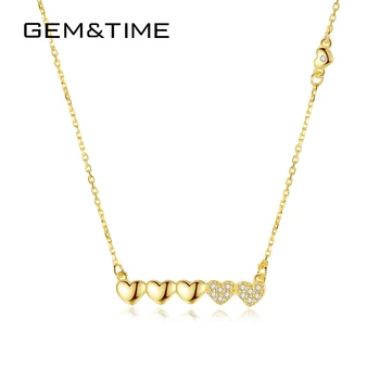 

Gem&Time Rhinestone Lover Heart Pendant Neckalce Women's 925 Sterling Silver 18K Gold Zircon Necklace Charms Jewelry Gift SN0058