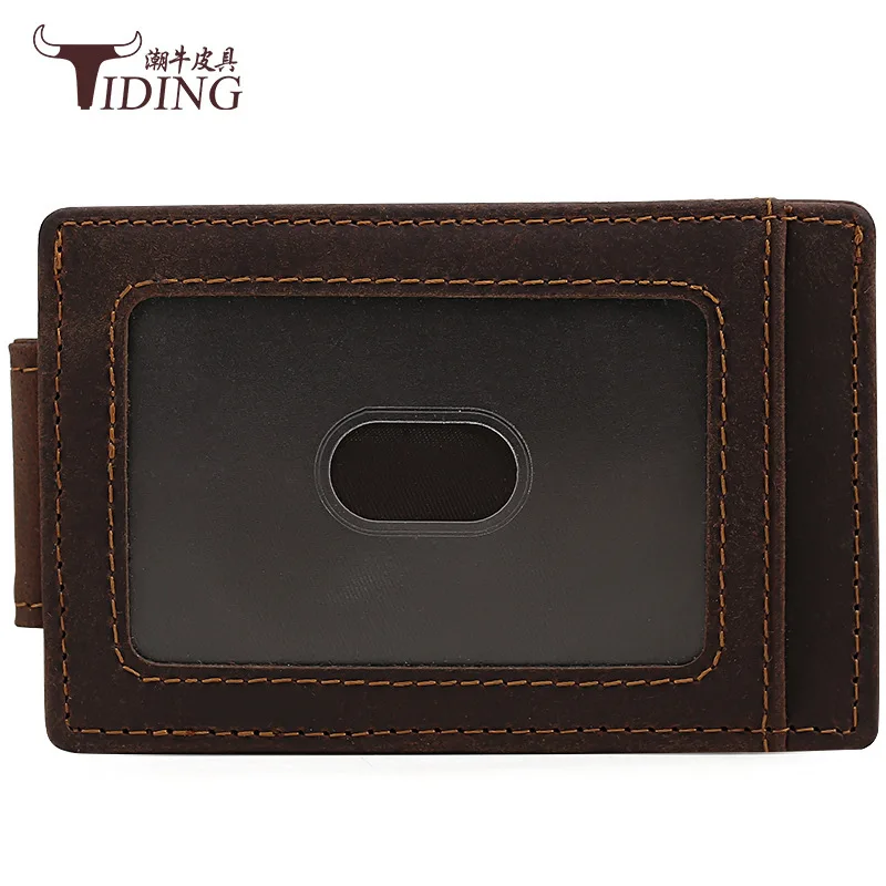 

Tiding/Tiding Men Wallet Multi-functional Genuine Leather Ultra-Thin Covered Edge Purse Bank Card Driving License Card