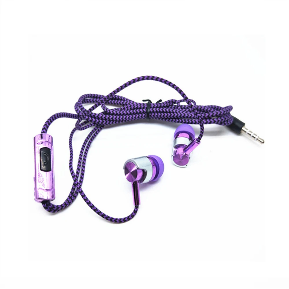 Проводные наушники для MP3 MP4, наушники-вкладыши, плетеная веревка, тканевая веревка, ушные вкладыши, шумоизолирующие наушники, Handfree, Прямая поставка