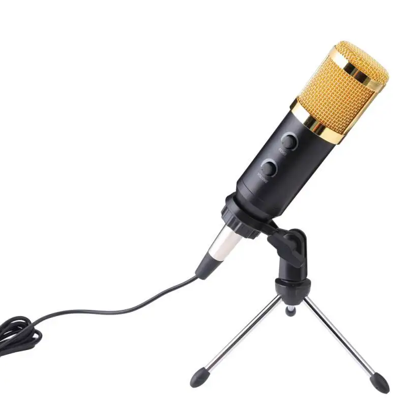 Портативный USB проводной микрофон MK-F600TL Студийный конденсаторный микрофон для компьютера видео запись ручной микрофон с треногой
