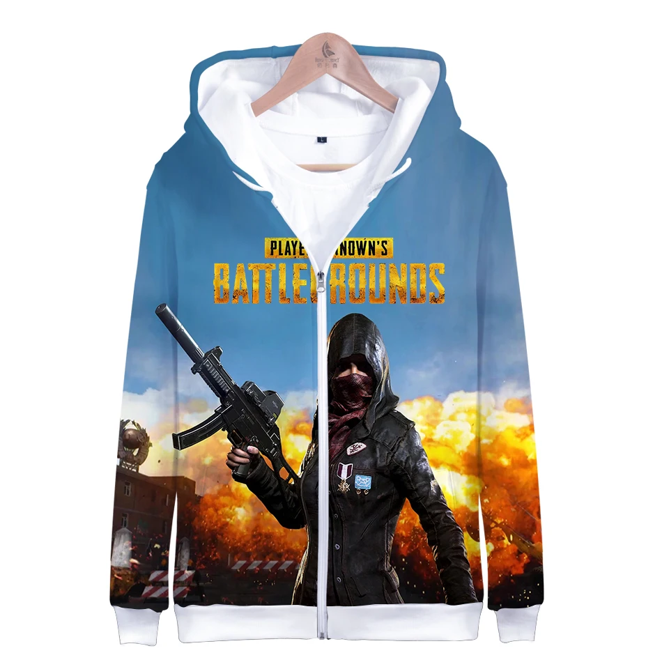 

2019 Autumn Coolest Funny Print Zipper 3D PUBG Sweatshirts Hooded Boys Zipper Sweatshirts PUBG 3D Hoodies Men/women