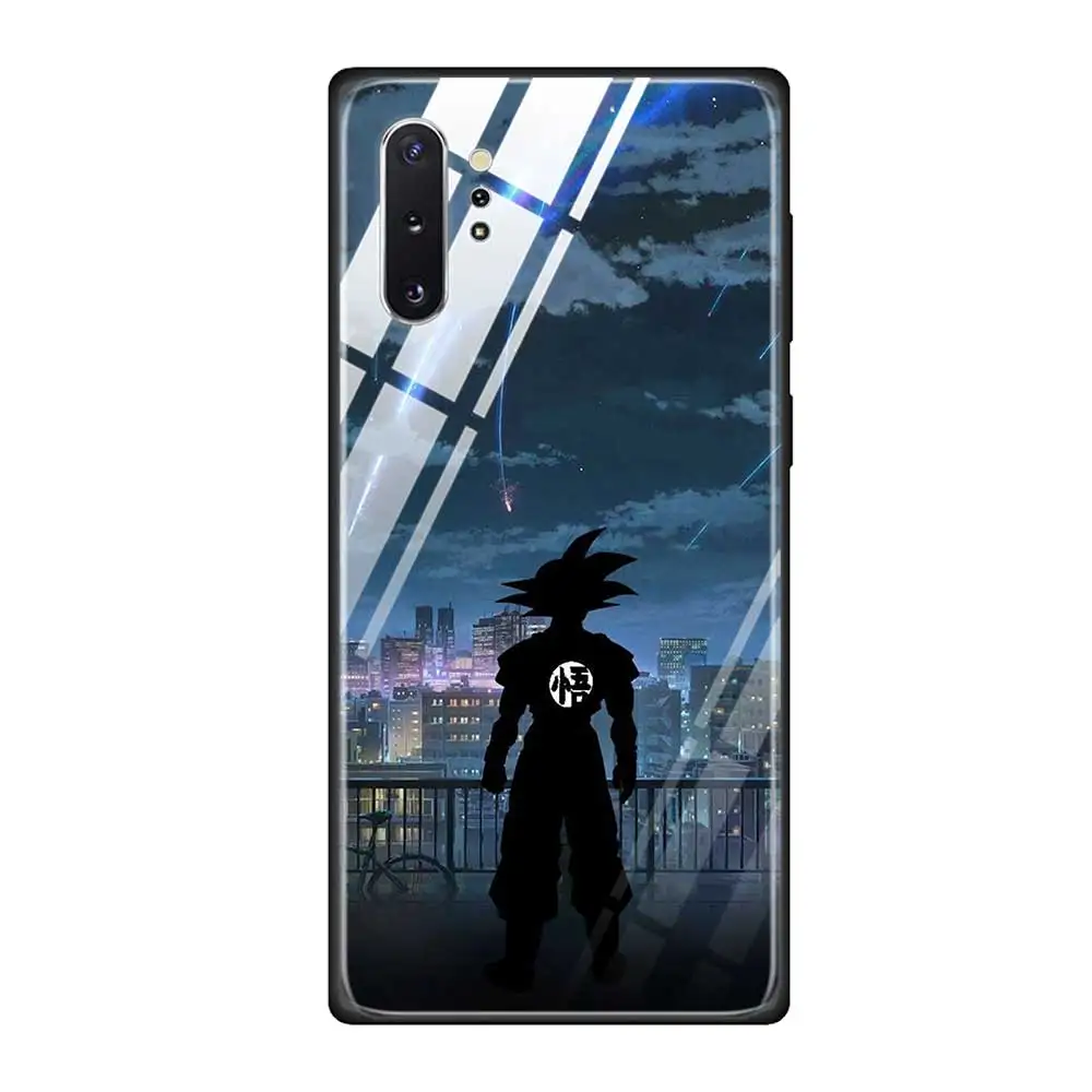 Чехол для телефона из закаленного стекла для Samsung Galaxy S10 S10E S9 S8 Note 9 10 105G Plus A50 A30 TPU Мягкий край чехол DRAGON BALL Z DBZ Gok - Цвет: T01