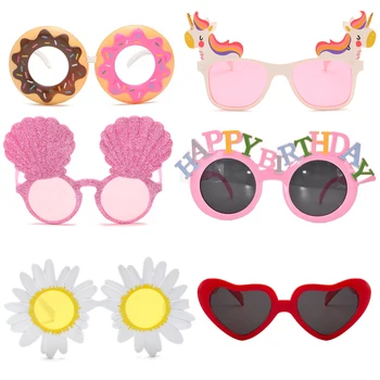 

1pcs Hawaii Party Pink Flamingo Donuts Glasses Wedding Birthday Sun Flower Sunglasses Bachelorette Event Unicorn Party Supplies