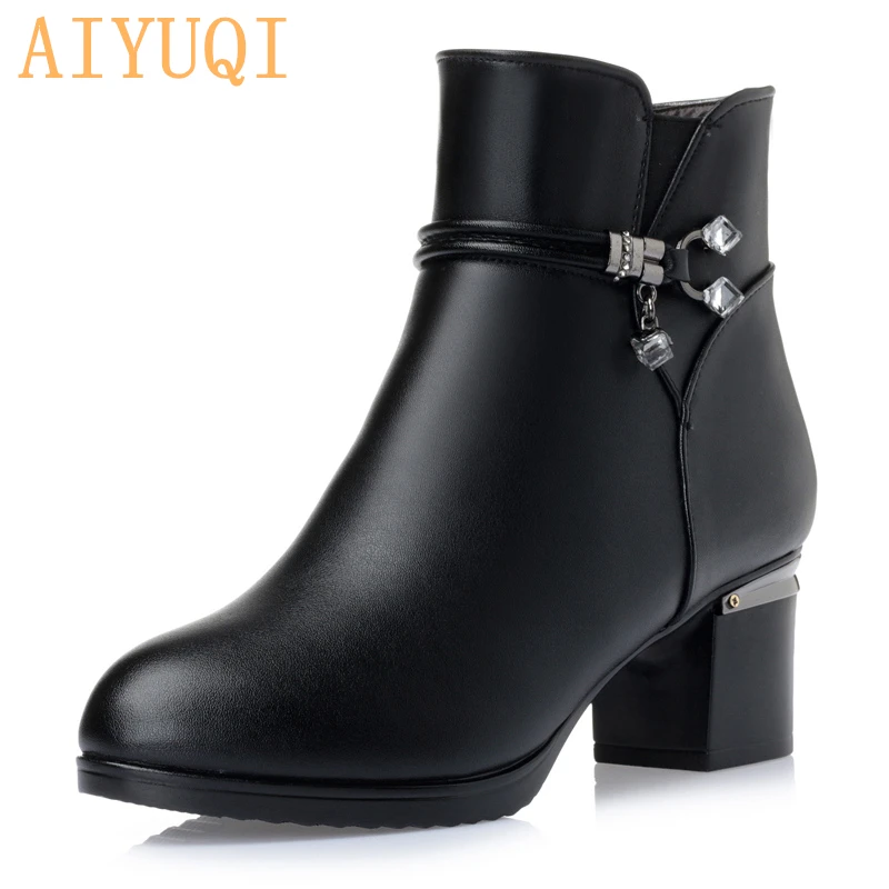 Женские ботинки из натуральной кожи на высоком каблуке|women genuine leather boots|genuine bootssnow