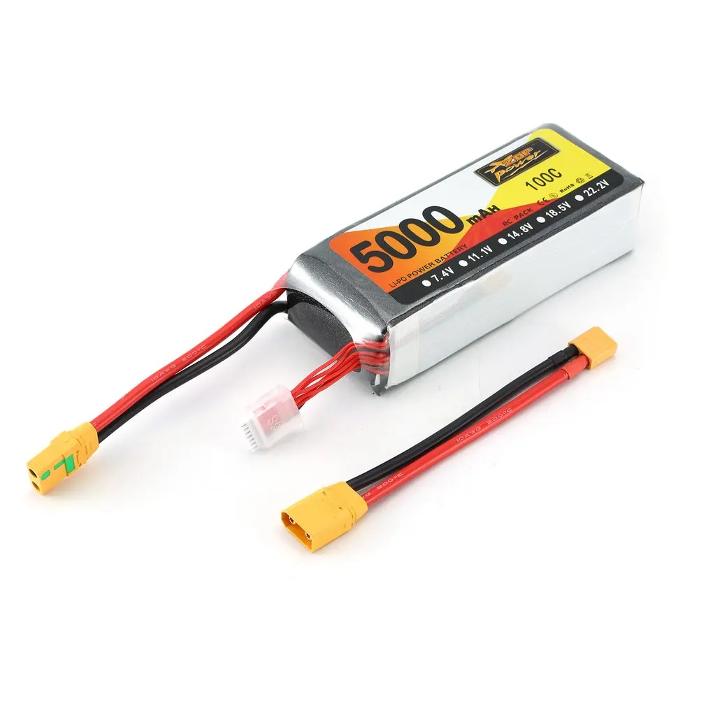 

ZOP Lipo Battery 5000mAh 22.2V 100C Lipo RC Car Battery with XT Plug RC Lipo Battery for Car Boat Truck Truggy Buggy