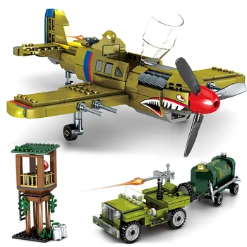 

WW 2 Surprise attack on Pearl Harbor Military zero fighter & U.S p-40 plane Model Building Blocks Bricks Toys Gift For Children