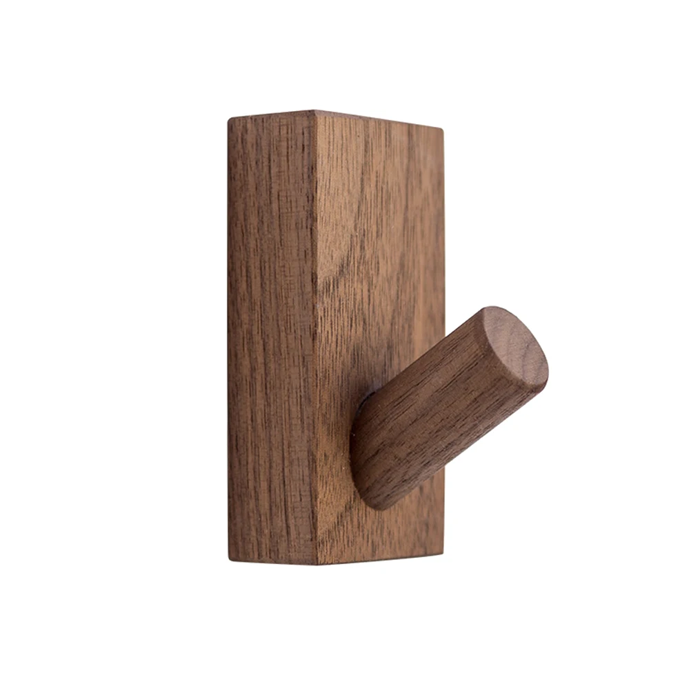 Твердый деревянный крюк креативная клейкая дверь задний крючок вешалка для одежды настенный крючок дверь крыльцо ключ хранения стойки - Цвет: Black Walnut Wood