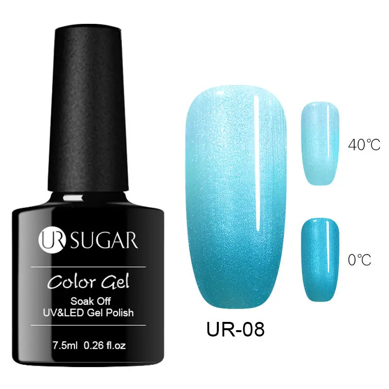 Ur Sugar 7,5 мл термальный лак для ногтей меняющий цвет голографический блеск лак для Ногтей Стойкий лак - Цвет: Темно-серебряный