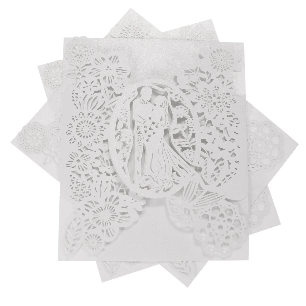 

10pcs/pack Laser Cut Wedding Invitation Card 250gsm Shiny Paper Groom Bride Carved Pattern Invitations Wedding Banquet Supply