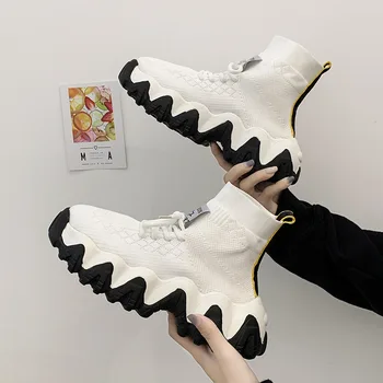 

2020 Women Shoes Casual Tenis Chunky Platform Sneakers Basket Femme New Luxury Shoes Woman high-top Ladies Shoes Increase 5cm