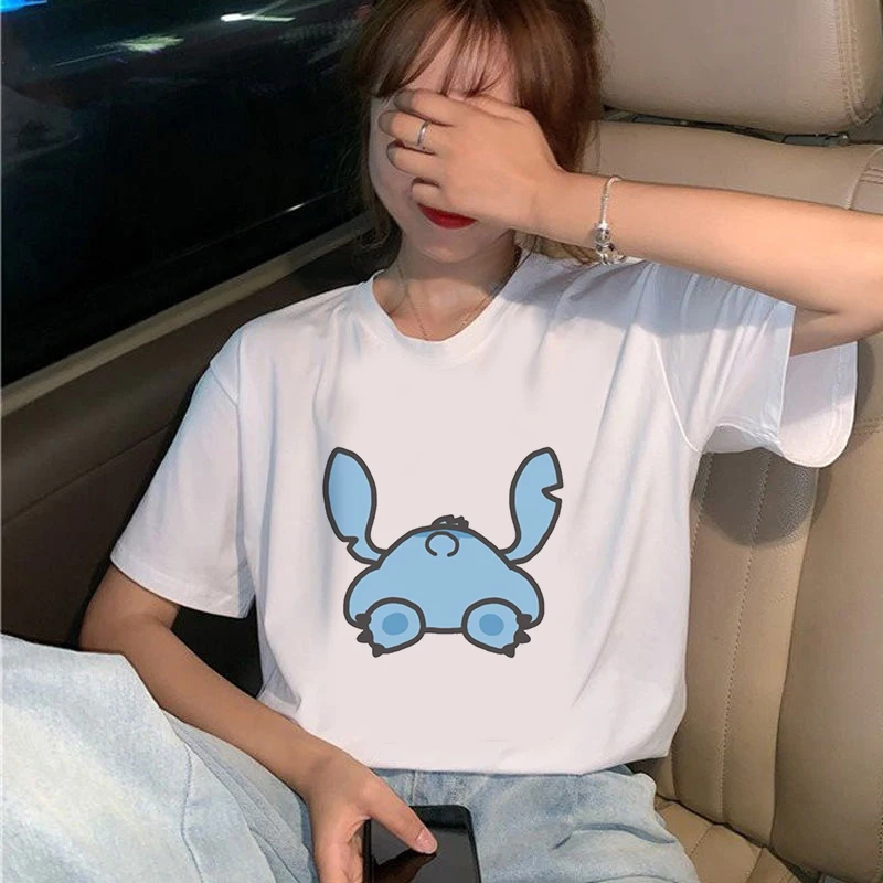

2020 Summer Women T-shirt Cartoon crab theme Printed Tshirts Casual Tops Tee Harajuku 90s Vintage White tshirt Female Clothing