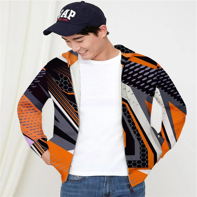 

Geometric Abstract stripe Cardigan Men Sweatshirt Comfortable England style Unisex pullover Hoodie Sweatshirt coat Tops