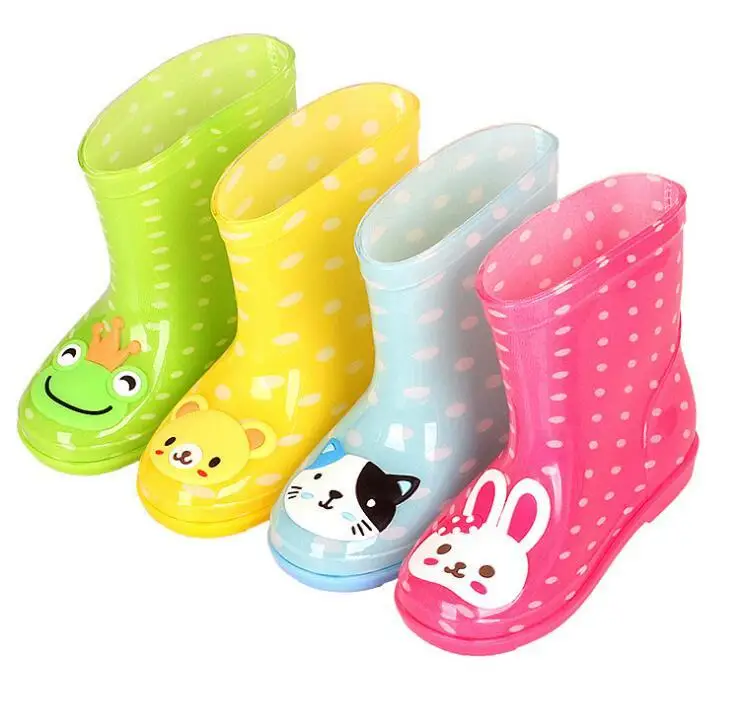 New Baby Boots Kid Rain Boots With Cartoon Printing Girls Children Rain Shoes Bow Waterproof Child Rubber Boots Infant Shoes