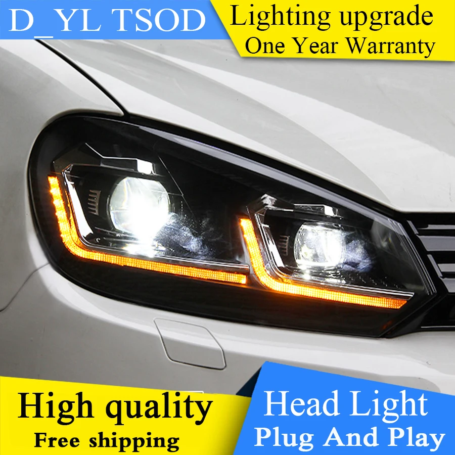 DY_L автомобильный Стайлинг для v w Golf 6 2009-2013 светодиодный фонарь для MK6 Golf 6 Головной фонарь светодиодный DRL биксеноновый светодиодный динамический сигнал поворота