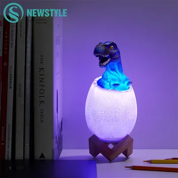 

3D Print 16 Colors Dinosaur Eggs LED Night Light Touch Sensor Rechargeable Remote Control 4 Modes Bedside Lamp for Kids Gift Toy