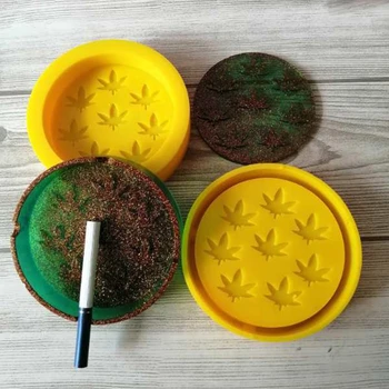 

Crystal Epoxy Coaster Cup Pad Resin Mold Round Potleaf Ashtray Silicone Mould