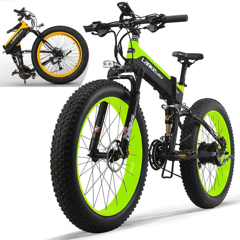 

Powerful 1000W 48V Electric Folding Bike For Adult fat tire electric bike Shimano 27 Speed 48V Snow Mountain Beach E-Bike