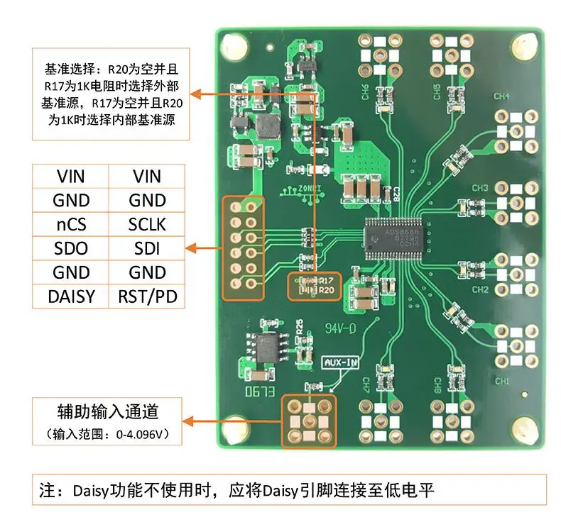 ADS8688 16Bit/500Ksps одиночный/биполярный Вход 8-канальный SAR/АЦП регистрирующий модуль