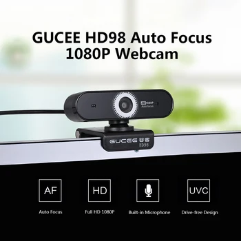 

GUCEE HD98 1080P Webcam Auto Focus Computer Camera Built-in Microphone Drive-free Camera for PC Laptop