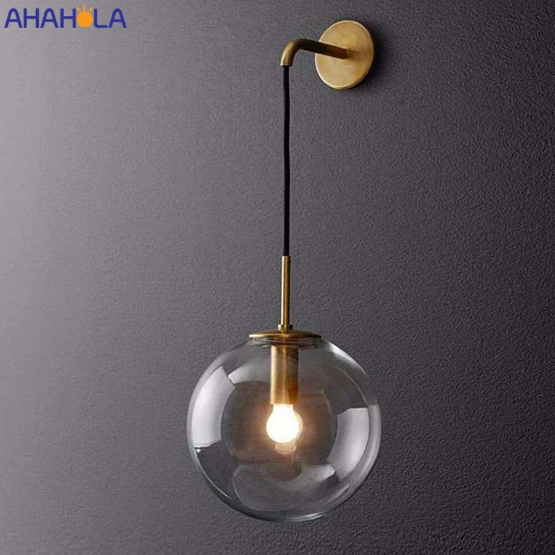

Glass Metal Gold Black Led Wall Light Fixture Modern Wall Mounted Wall Lamps Bedside Bedroom Lamp for Home Reading