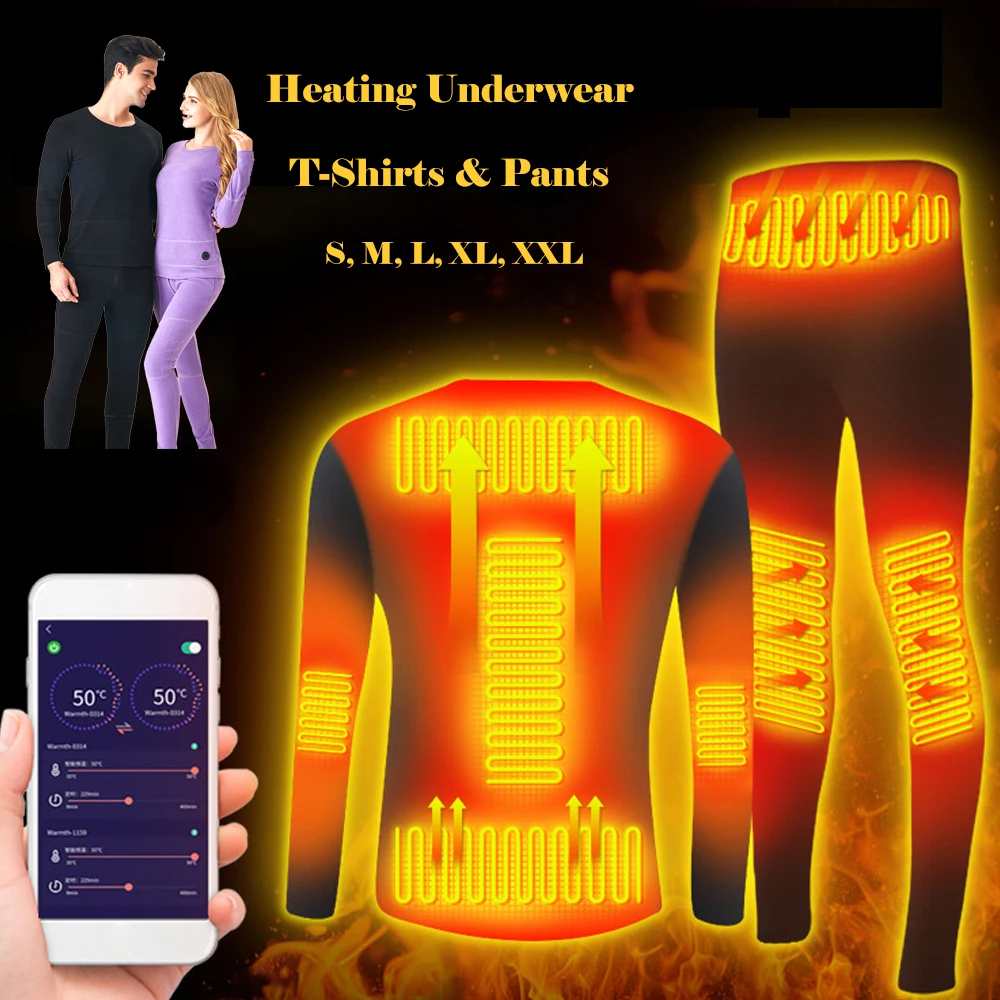 Heating Underwear T-Shirts Pants Motorcycle-Jacket Ski-Wear Electric Winter USB Battery-Powered