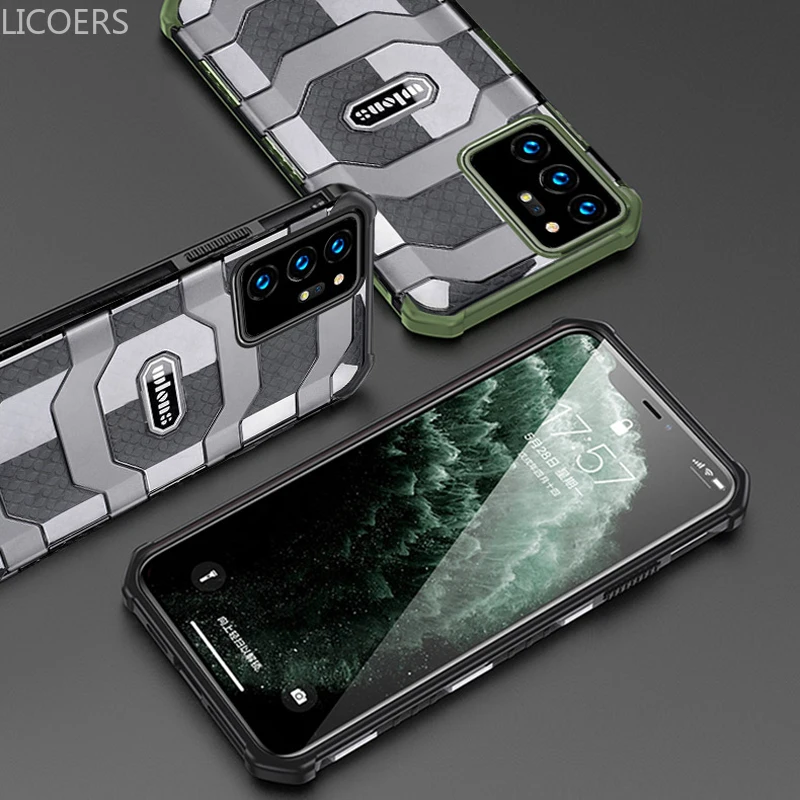 Military Armor Case for Samsung Galaxy S21 Ultra Note 20 S20 Plus S20 FE Translucent Airbag Anti-slip Anti-fall Case Cover Funda