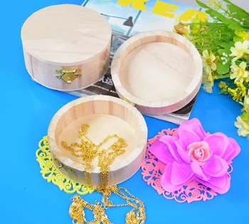 

New High-grade Wooden Round Storage Box Ring Case Earrings Trinket Jewellery Necklace Gift Storage Wedding Boxs Organization
