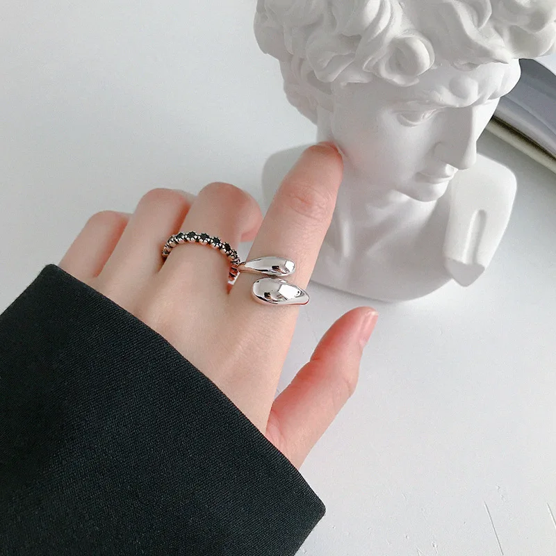 XIYANIKE Silver Color Korean Trendy Smooth Rings for Women Couple Vintage Gold Silver Geometric Handmade Wedding Jewelry silver rings silver ring wedding rings