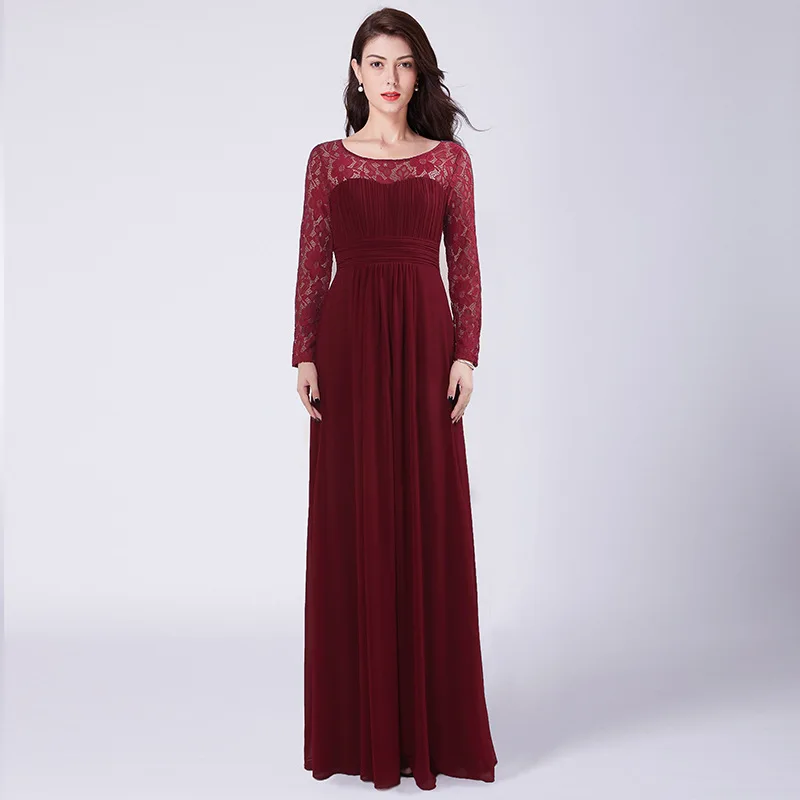 It's Yiya вечернее платье с круглым вырезом и длинным рукавом Robe De Soiree с открытой спиной Женские вечерние платья больших размеров вечерние платья C538