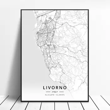 

Livorno Prato Milan Pisa Modena Genoa Italy Map Canvas Art Poster