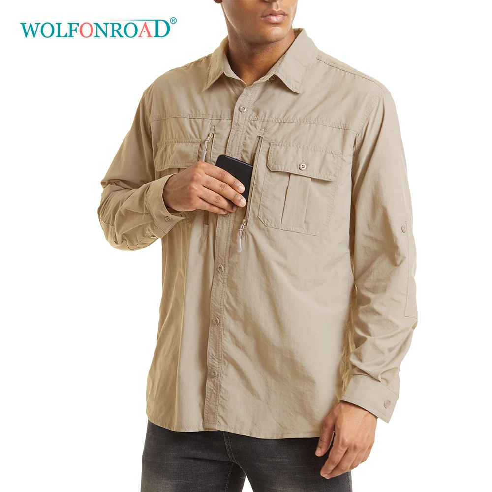 Wolfonroad Men's Tactical Shirt Army Training Quick Drying Long Sleeve