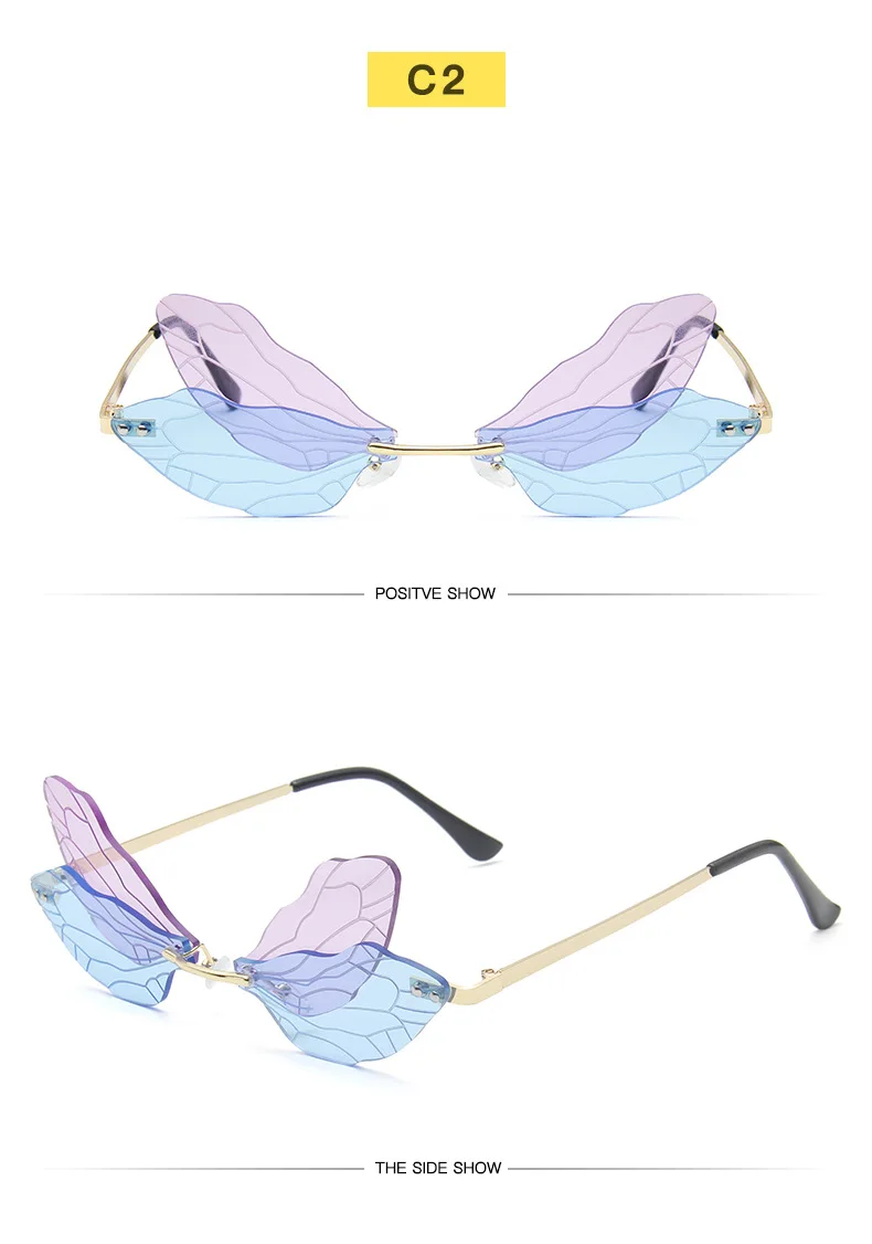 New Fashion Dragoy  Sunglasses Women Men Brand Design Rimless Wave Eyewear  Trending Narrow Sun glasses_voghion.com