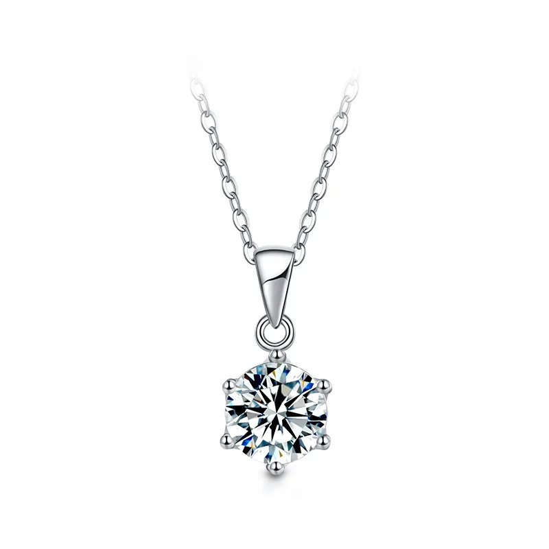 D Color VVS1 Moissanite Necklace 925 Sterling Silver 2 Ct Round Brilliant Diamonds Solitaire Pendant Necklace For Women Jewelry - Image 4