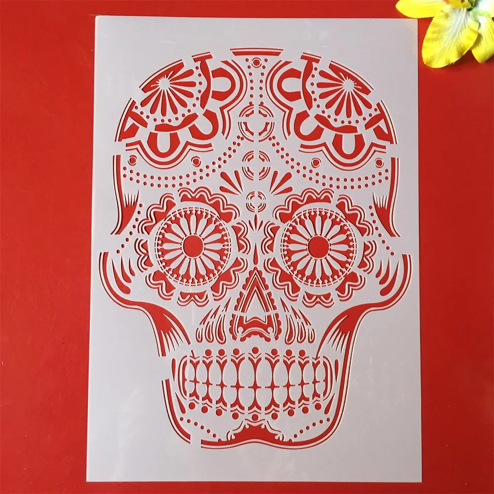 

1Pcs A4 29cm Retro Skull Thin DIY Layering Stencils Wall Painting Scrapbook Coloring Embossing Album Decorative Paper Template