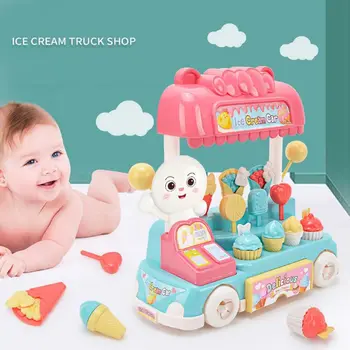 

Candy Ice Cream Snack Car Playset Kit Lights And Sounds Kids Pretend Play Deluxe Toy Set for Preschool Children Girls Boys