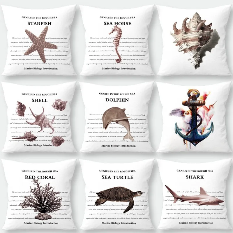 

Silstar Tex Marine Animal Cover Cushion Starfish Turtle Shark Throw Pillowcases Cushions Home Decoration