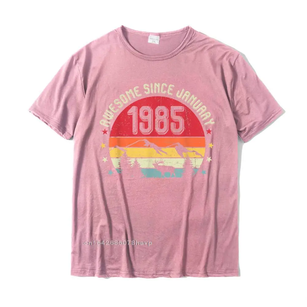 UniqueFamily Short Sleeve Tops Shirt Summer/Fall Funky Crewneck All Cotton Tees Mens T-shirts Normal  Drop Shipping Awesome Since January 1985 Birthday Shirt Vintage Shirt T-Shirt__1597. pink